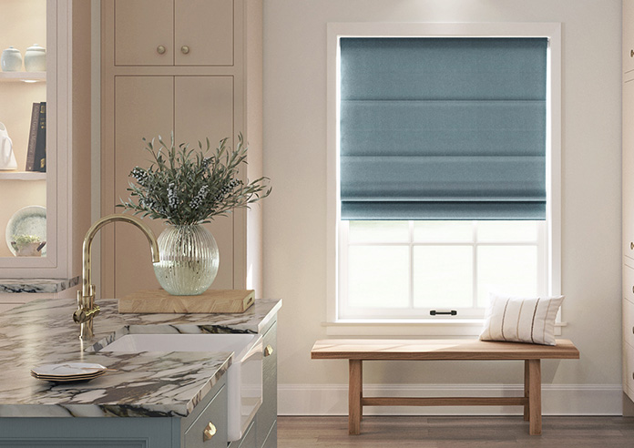 Roslin (Blackout), Tranquil Blue - Motorised Roman Blind - Image 3